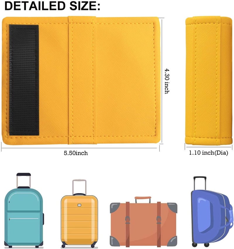 Gowraps Luggage Handle Wrap 5 Pack-Leather Luggage Handle Wraps for Suitcase/Handbag/Duffel Bag/Car Bright Luggage Identfier/Handle Covers/Grips Luggage Accessories for Travel 3.0 (Yellow) - Image 2